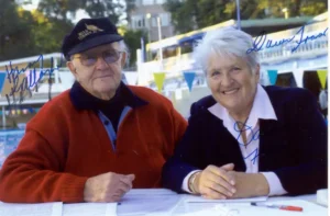 Harry and Dawn together infront of a pool