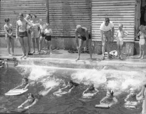 Old film photo of Drummoyne pool
