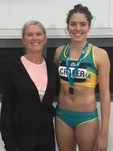 Laura Honeyset with an athelete