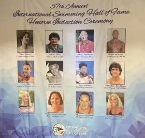 Banner of new inductees for Swimming Hall of Fame