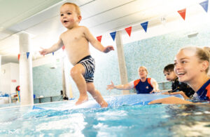 Mat jump in Baby Swimming Lessons at Carlile