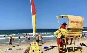 Lifeguards posted on a beach