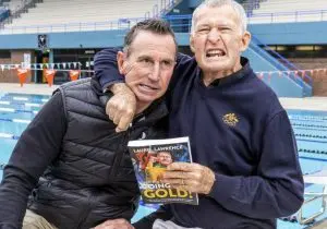 Laurie and Duncan at the launch of Lauire's book, Going for gold.